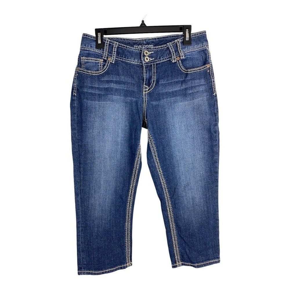 Maurice Womens Jeans Adult Size 7/8 Flap Pockets Cropped Medium Wash Denim
